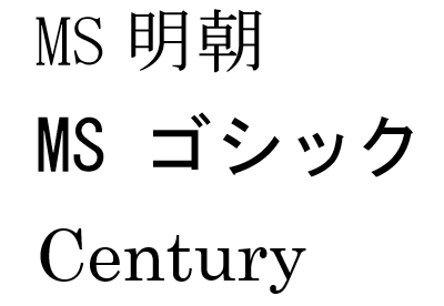 MS明朝とMSゴシックとCentury