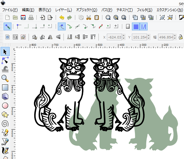 ビットマップ画像をinkscapeでトレースした方法をシーサーのイラストで解説する カラフルしている W